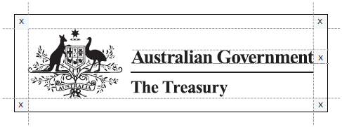 Isolation zone around logo is equal to x-height of logo text